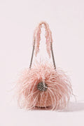 Feather Baby Pink Round bag
