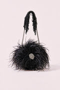 Feather Black Round bag