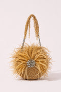Feather Golden Round bag