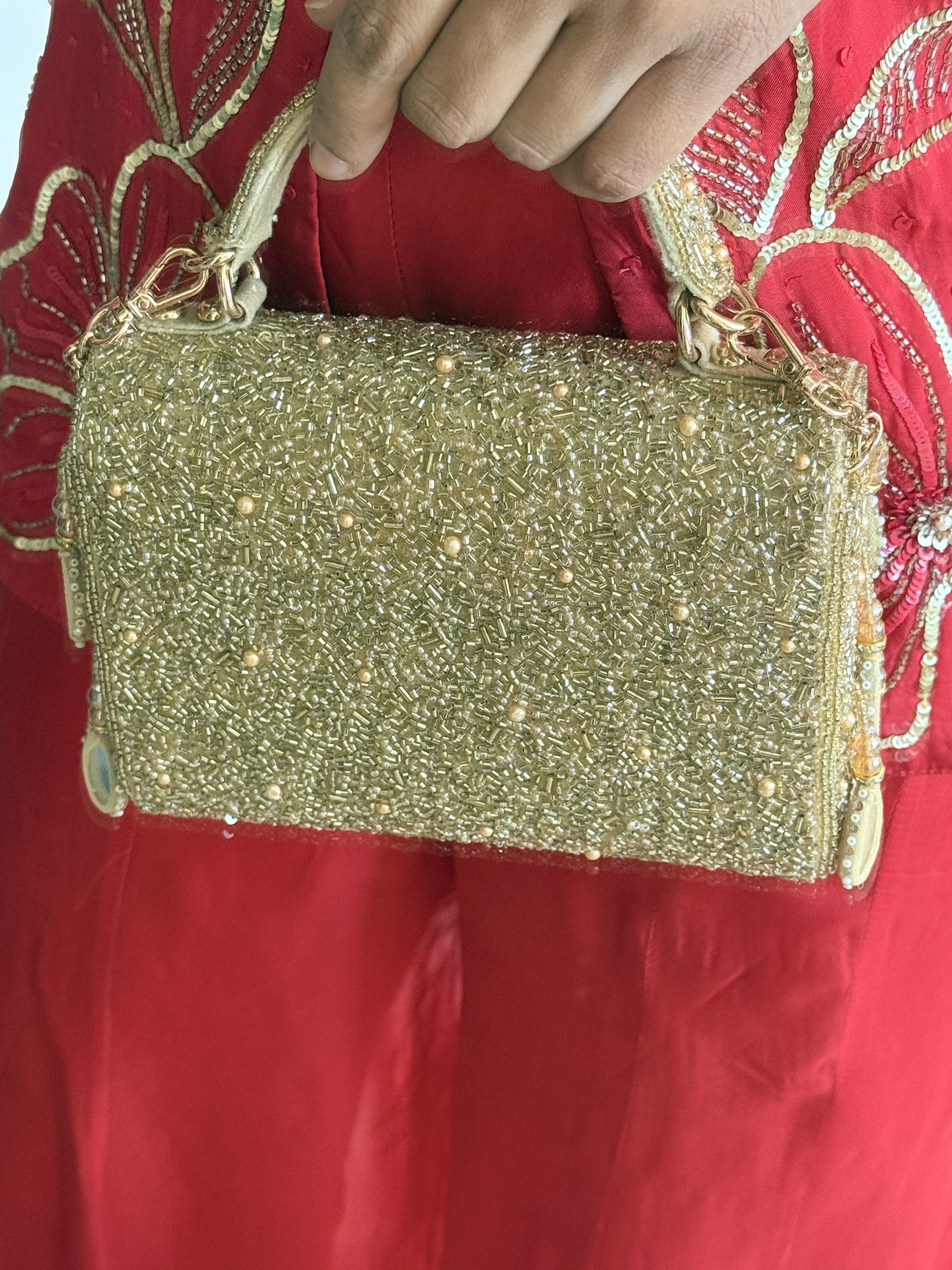 Festive flap bag for women with embellished top handle