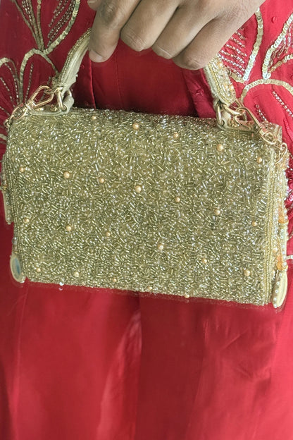 Festive flap bag for women with embellished top handle