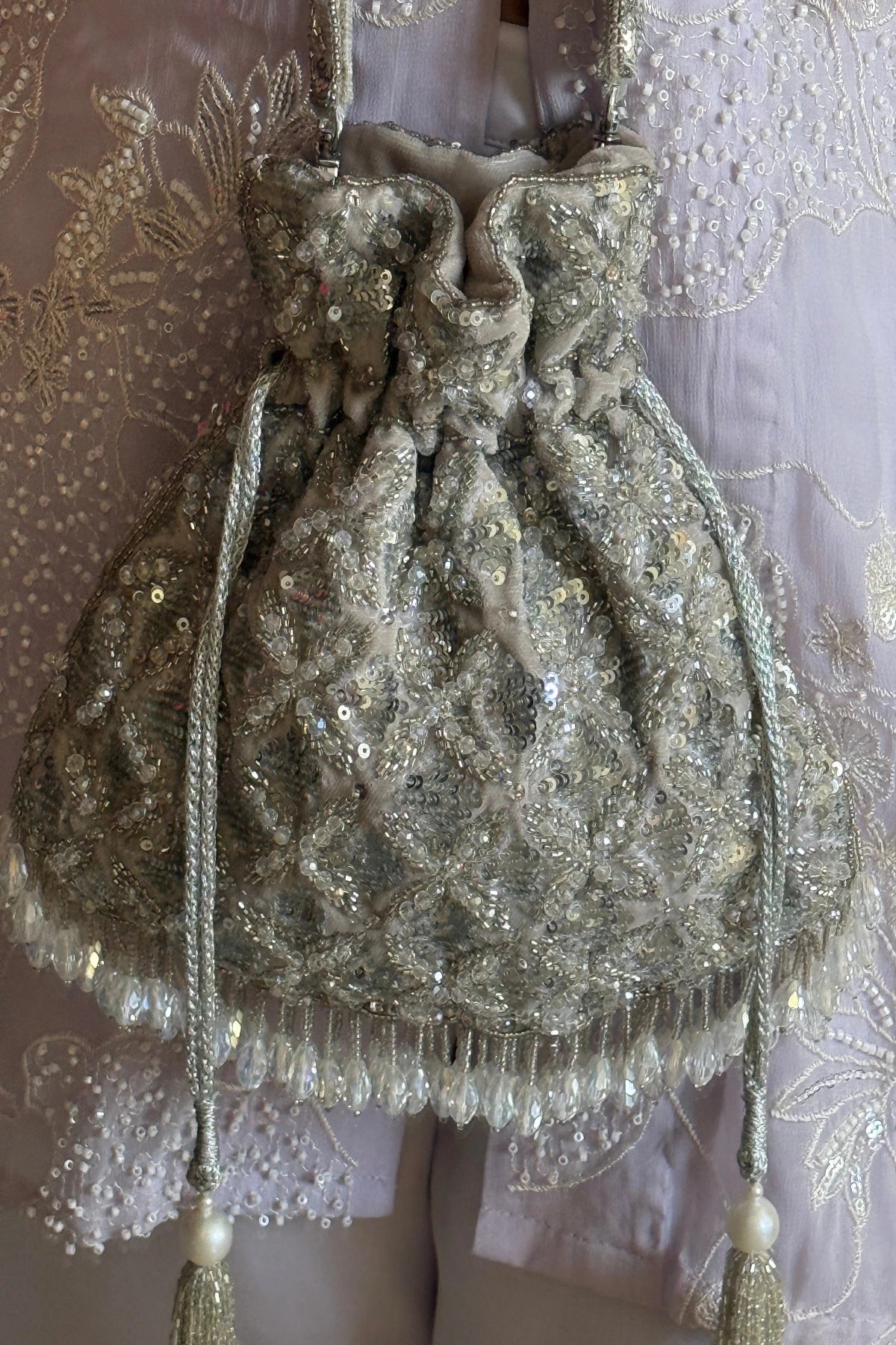 Luxury festive potli bag for women with bead detailing