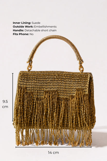 Golden clutch bag for women for festive and evening occasions