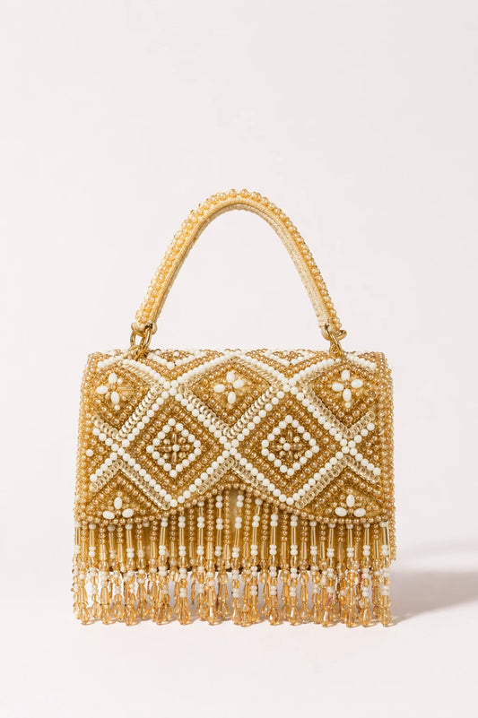 Gulmohar Golden Clutch Bag for wedding receptions and bridal celebrations