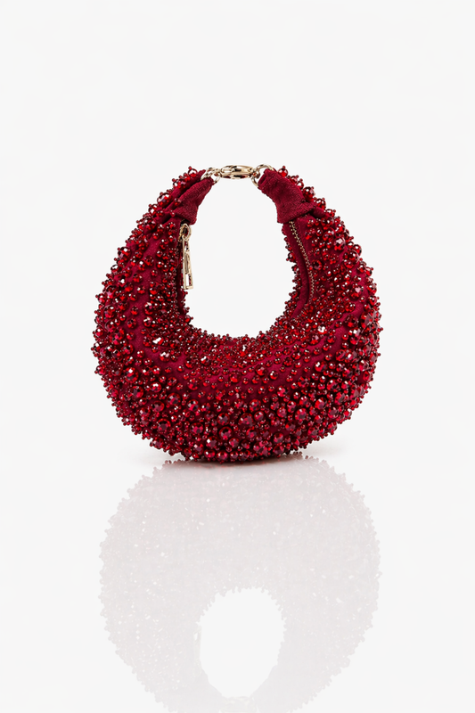 Handcrafted beaded red hobo bag designed for special occasions