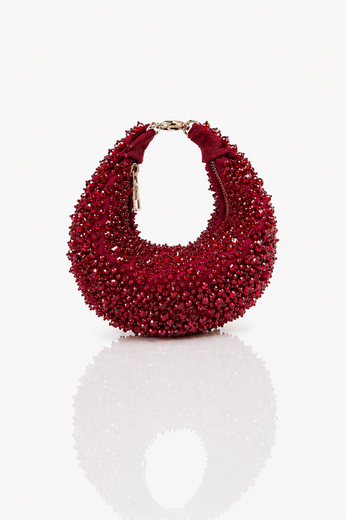 Handcrafted beaded red hobo bag designed for special occasions