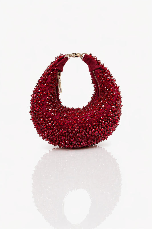 Handcrafted beaded red hobo bag designed for special occasions