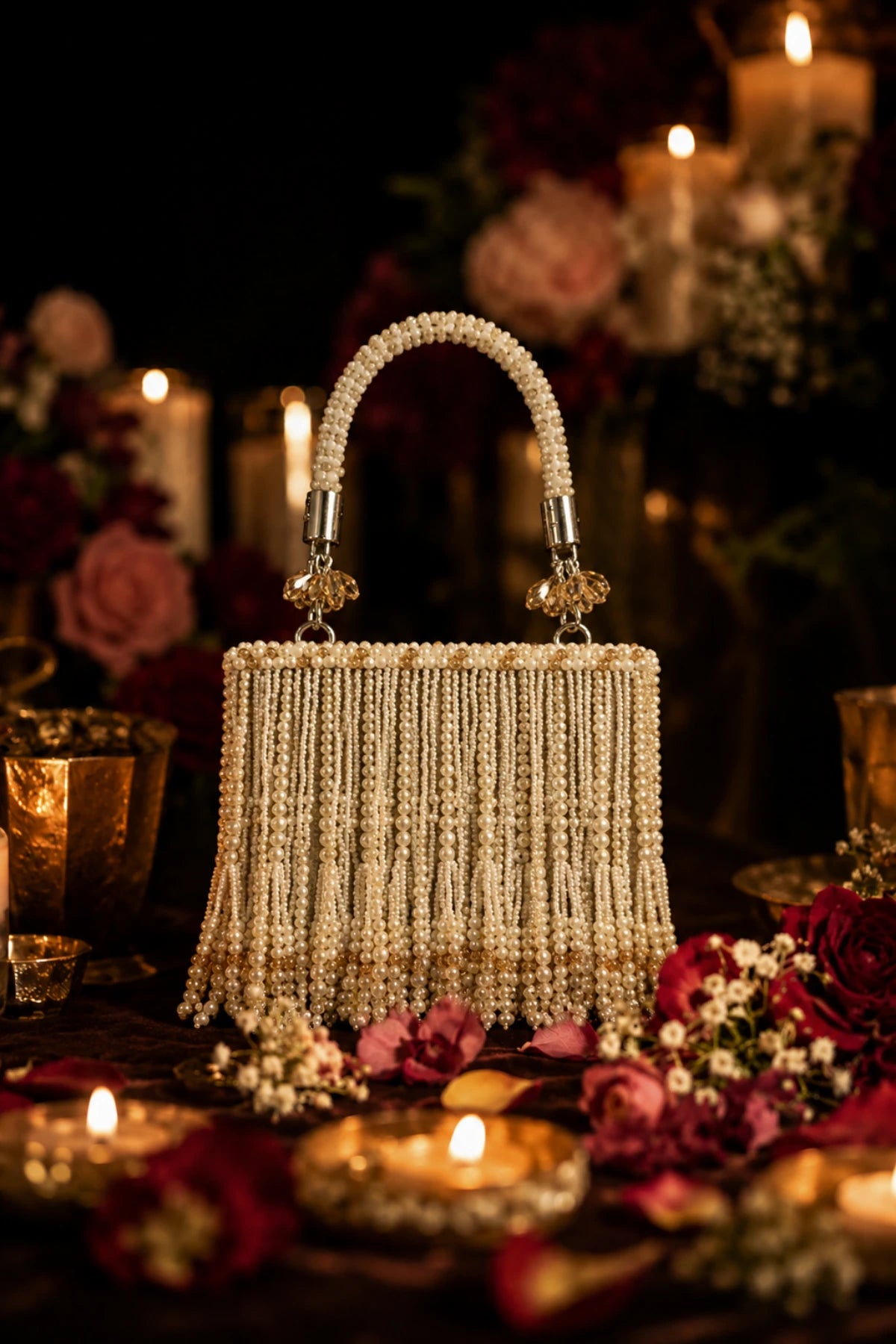 Handcrafted pearl mini bag for daytime wedding celebrations