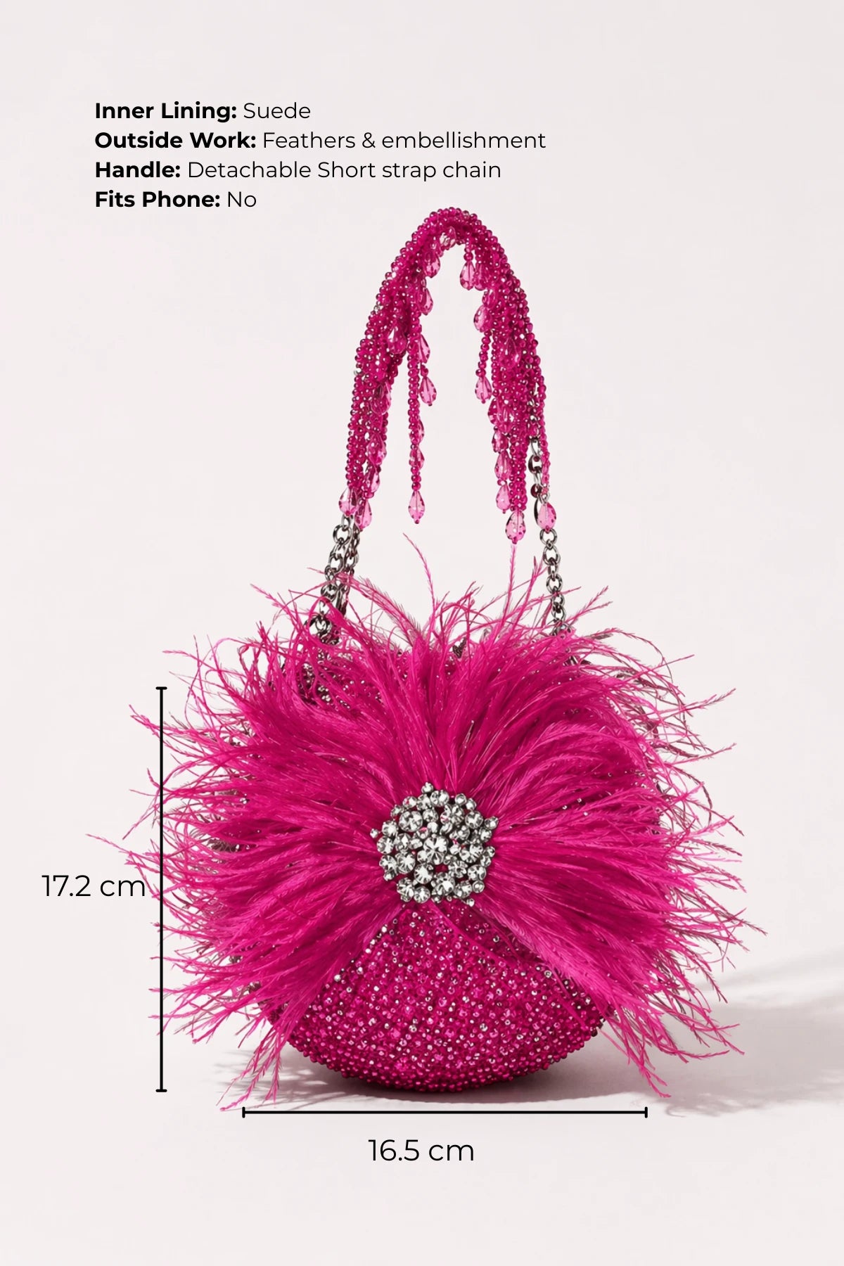 Hot pink round bag for women for parties and special occasions
