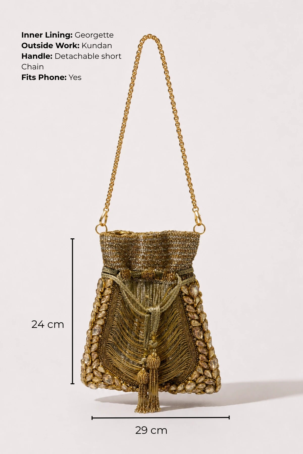 House of Siora Ruhani Golden Potli for weddings and receptions