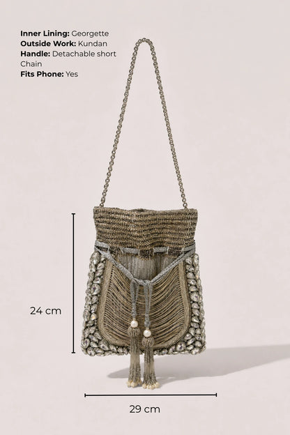 House of Siora Ruhani Silver Potli for festive celebrations