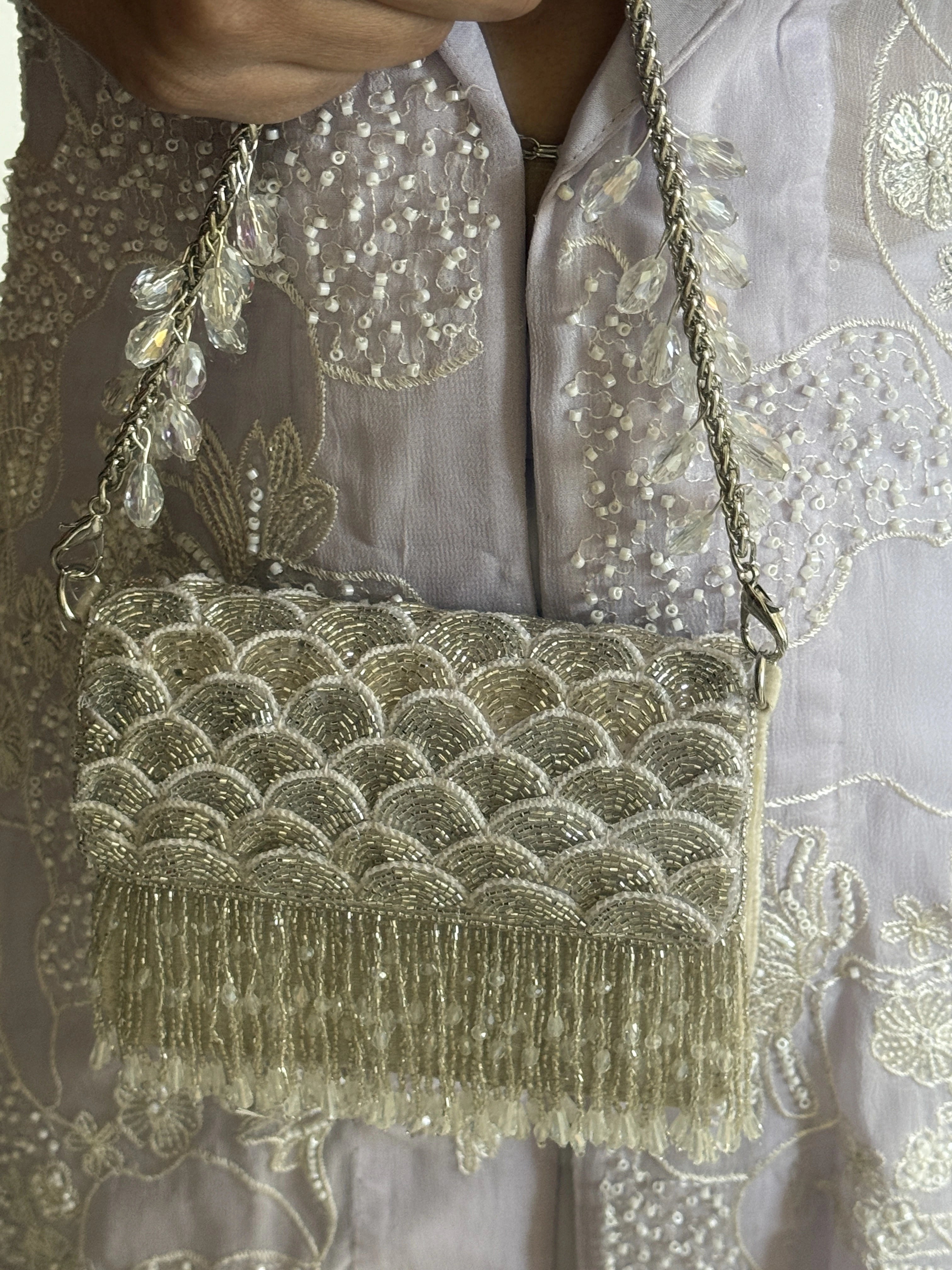 Drape Silver Mini Bag by House of Siora