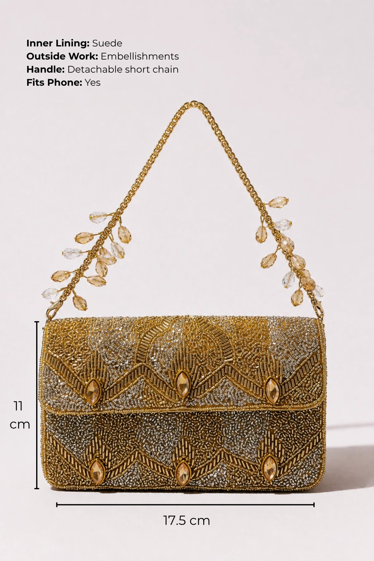 House of Siora Zari Golden Shoulder Bag for weddings and receptions