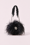 Feather Black Round bag