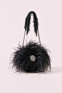 Feather Black Round bag