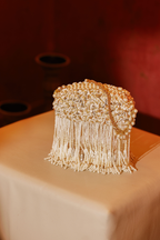 Bride-to-be pearl purse inspired by luxury wedding celebrations and festive styling