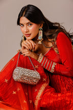 Silver embellished accessory styled for wedding events and cocktail evenings