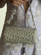 Crystal embellished party handbag styled perfectly for dinners and elegant night-out looks