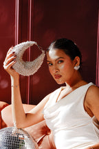Crystal embellished occasion bag inspired by wedding events and elegant evening looks