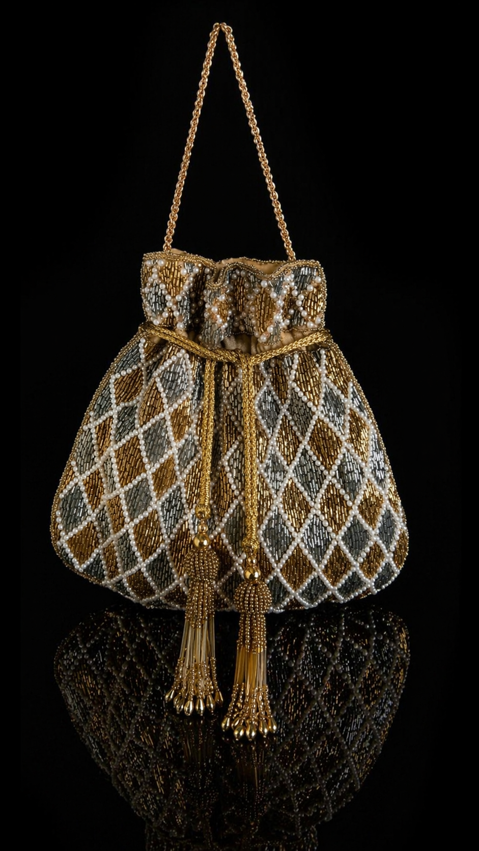 Festive dual tone statement bag styled perfectly for weddings and celebration dressing
