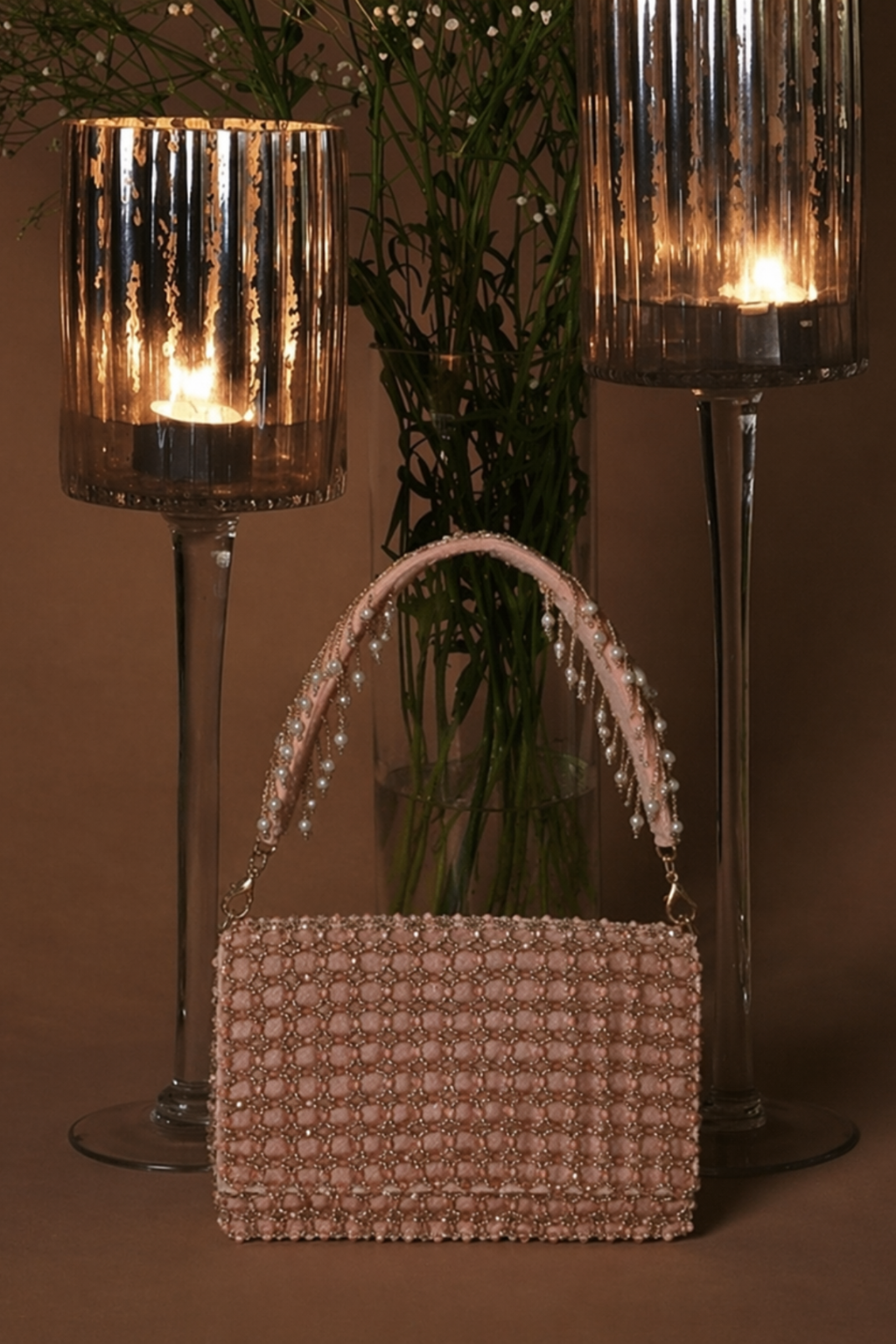 Glam pink vacation handbag with elegant texture and modern feminine appeal