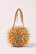 Feather Golden Round bag