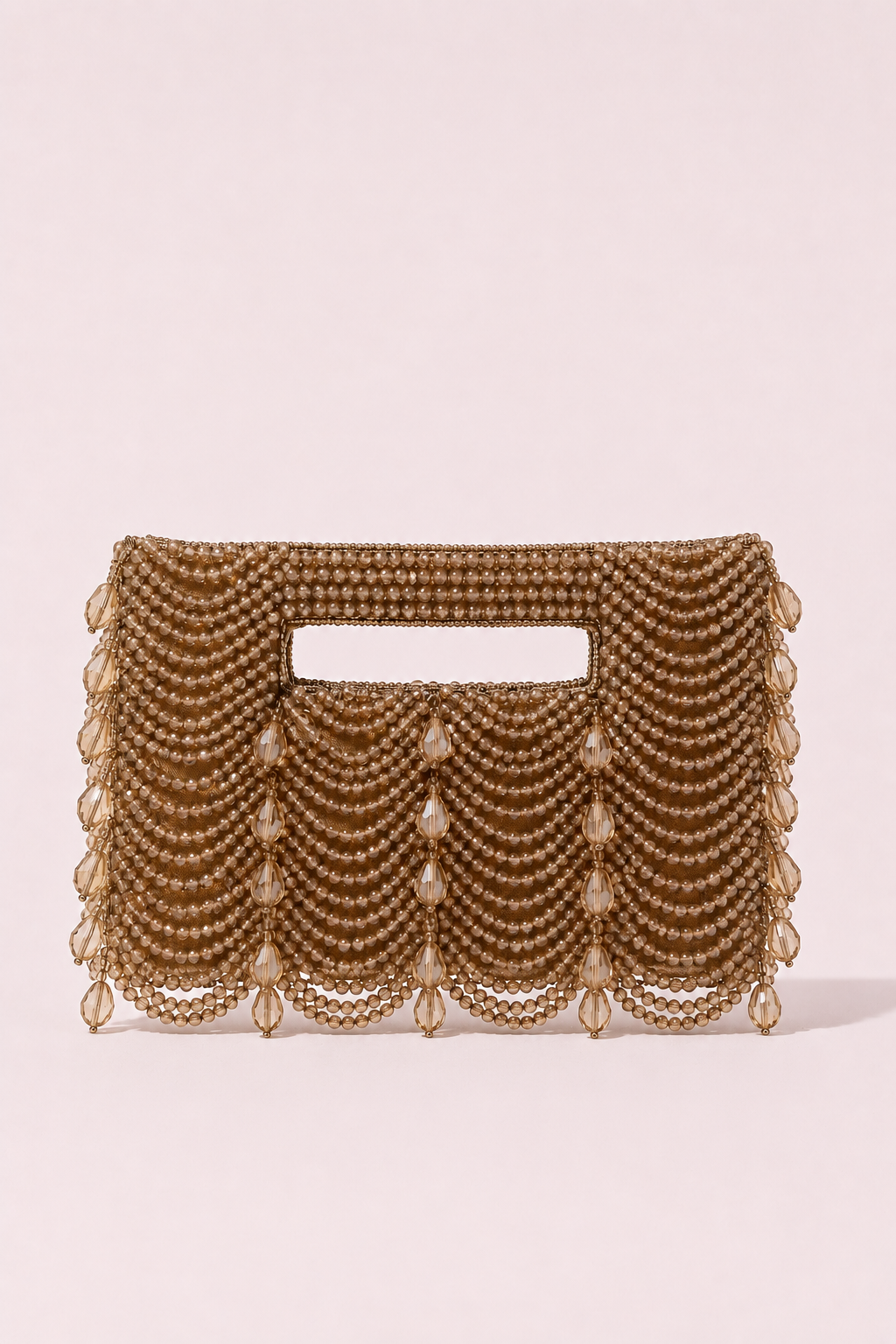 Golden bag clutch with cascading chain detailing and elegant handcrafted wedding styling