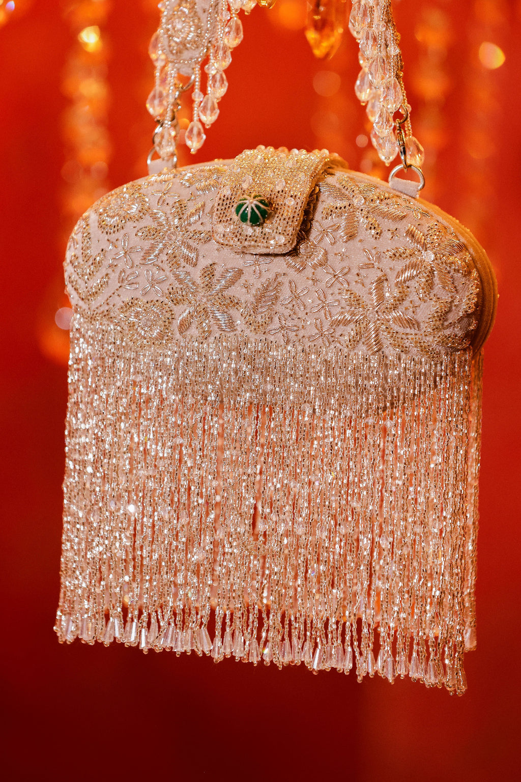 Festive silver handbag inspired by glamorous evening and celebration dressing