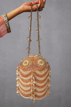 Elegant handcrafted beaded handbag designed for weddings and festive occasions