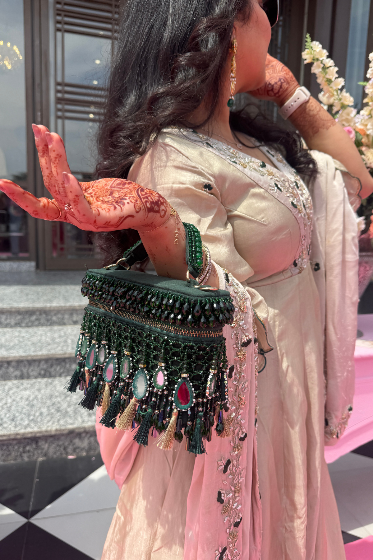 Mehendi festive occasion bag designed beautifully for weddings and traditional functions