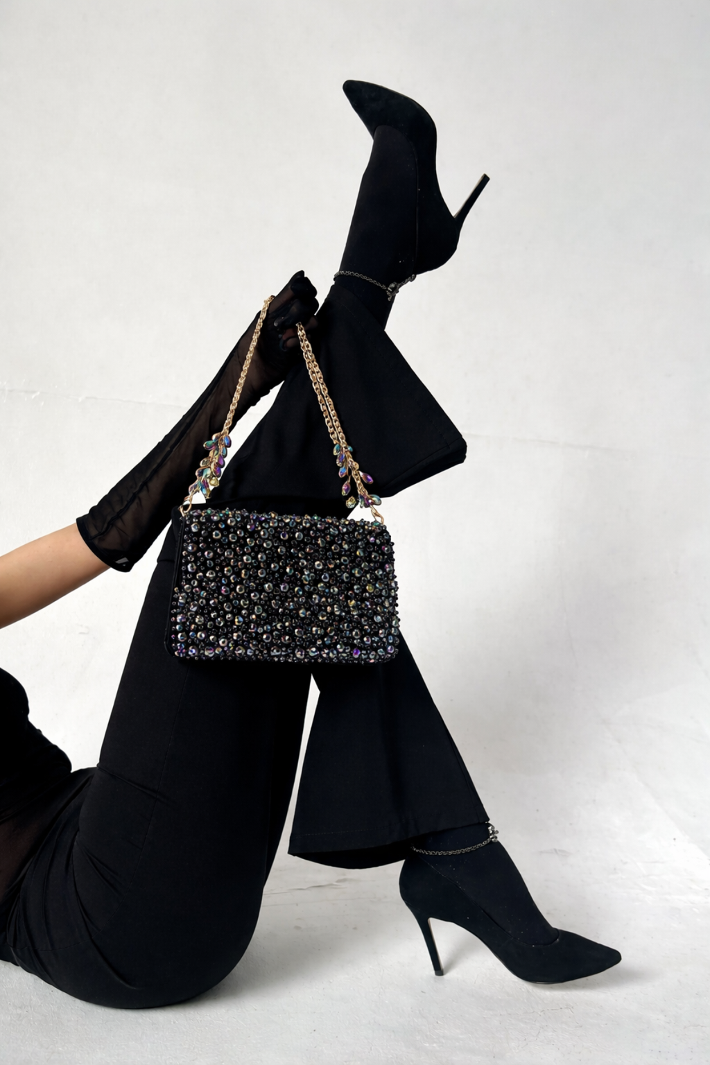 Multi colour must-have handbag styled perfectly for celebrations and elegant night-out looks