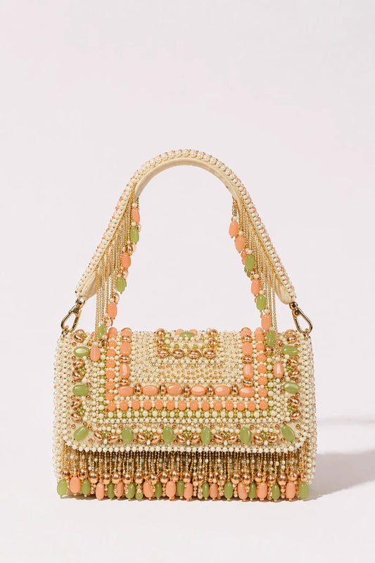 Gulbahaar Pastel Shoulder Bag with handcrafted bead embroidery