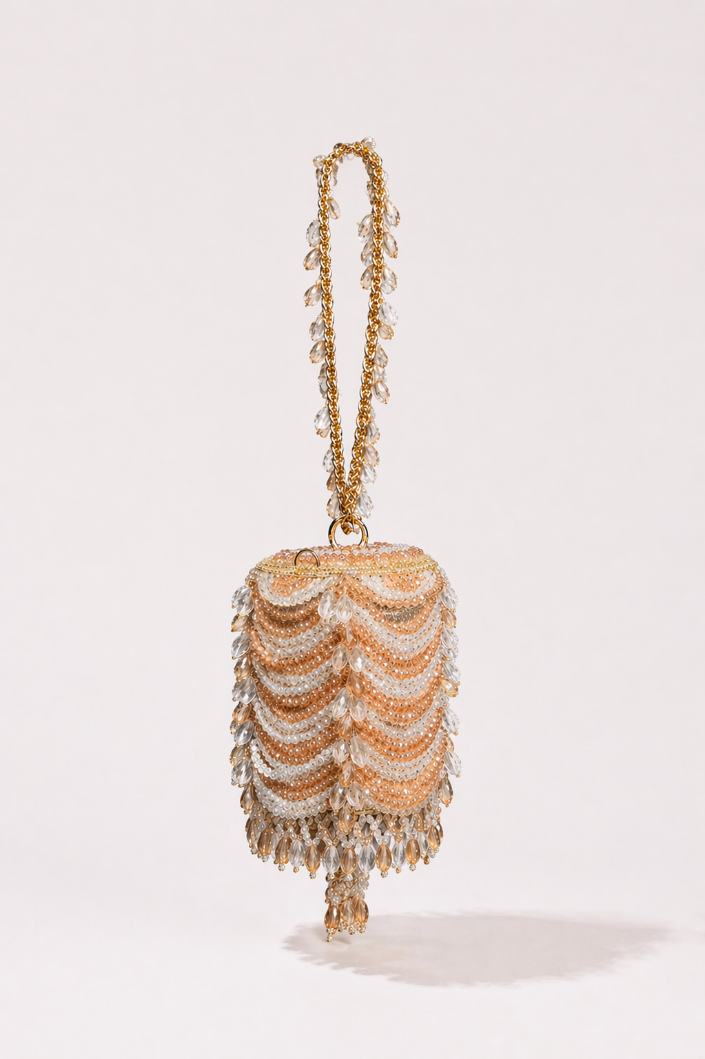 Potli bag with cascading bead detailing and festive craftsmanship