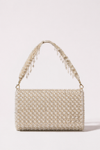 Embellished evening handbag with delicate crystal detailing and elegant shimmer