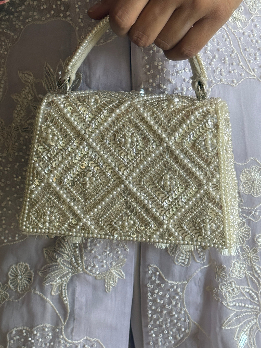 Pearl statement party handbag styled perfectly for weddings and celebration dressing