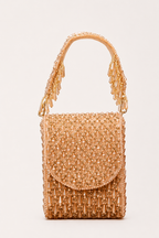 Gold beaded handbag designed for wedding celebrations and festive occasion styling