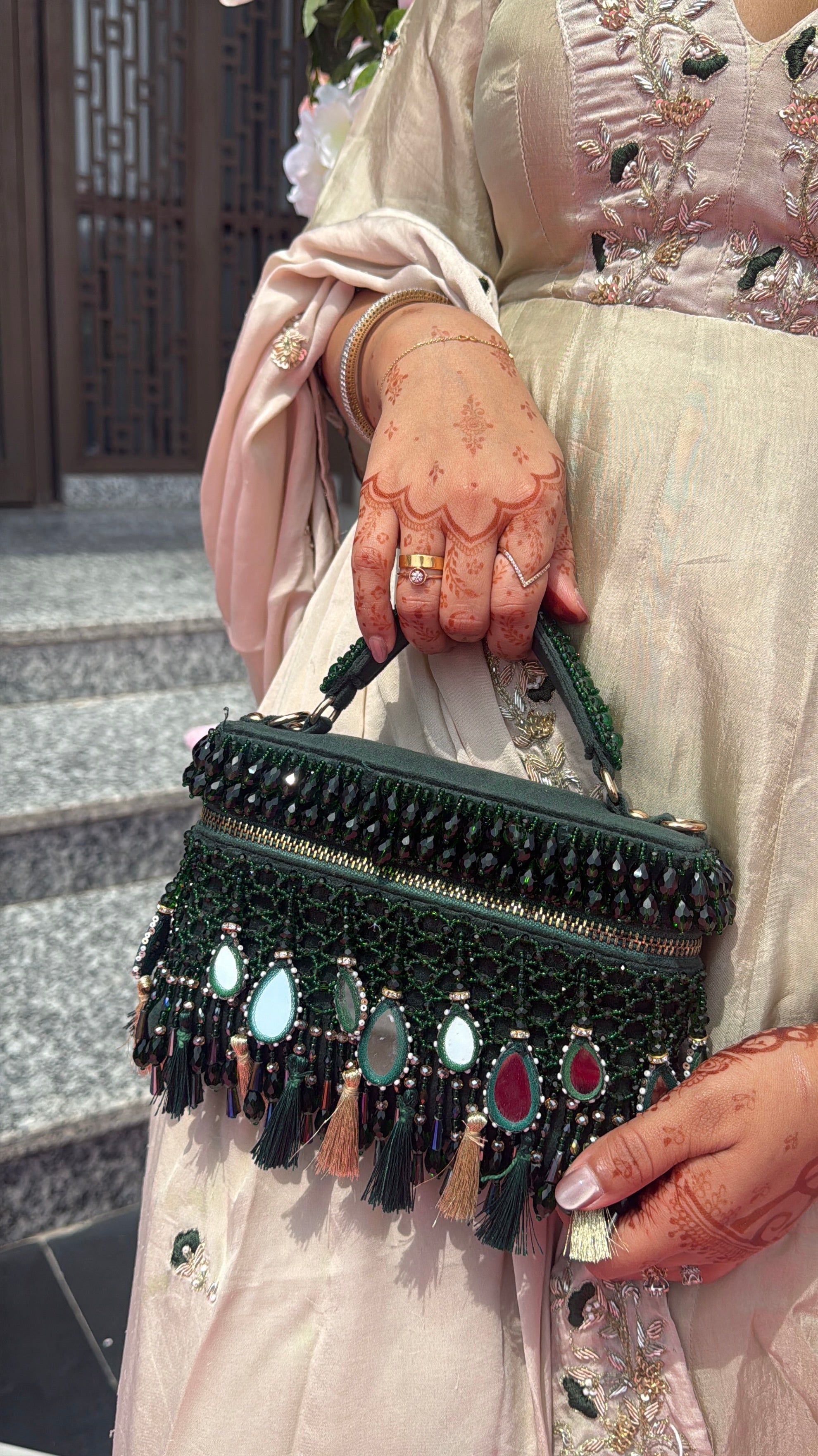 Traditional wedding party handbag inspired by festive celebrations and ethnic glamour