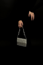 Luxury wedding guest handbag featuring handcrafted sparkle and cascading fringe accents