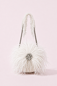 Feather White Round bag