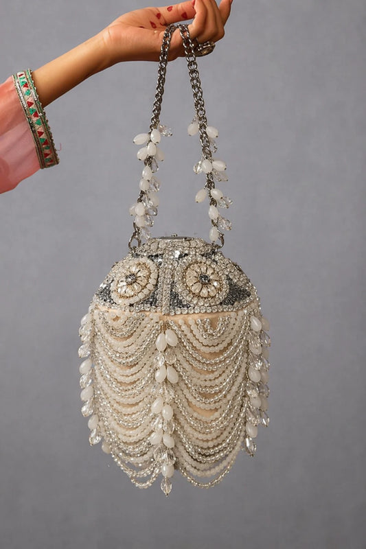 Ivory bucket bag for haldi ceremonies and wedding celebrations