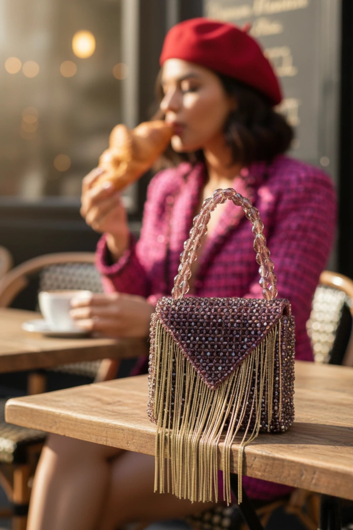 Lilac mini bag for vacations, holidays and resort styling