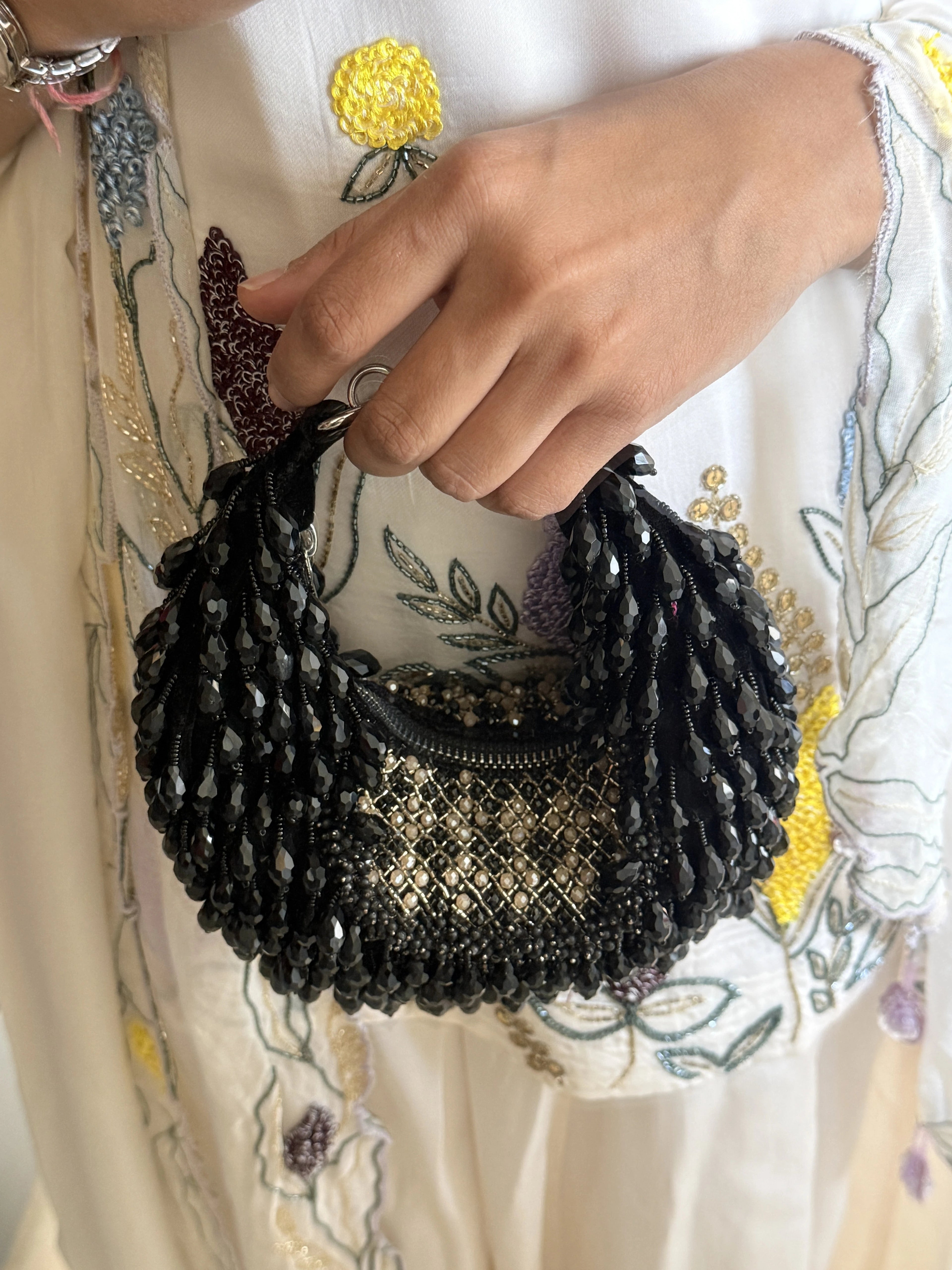 Luxury black hobo bag for wedding and festive occasions