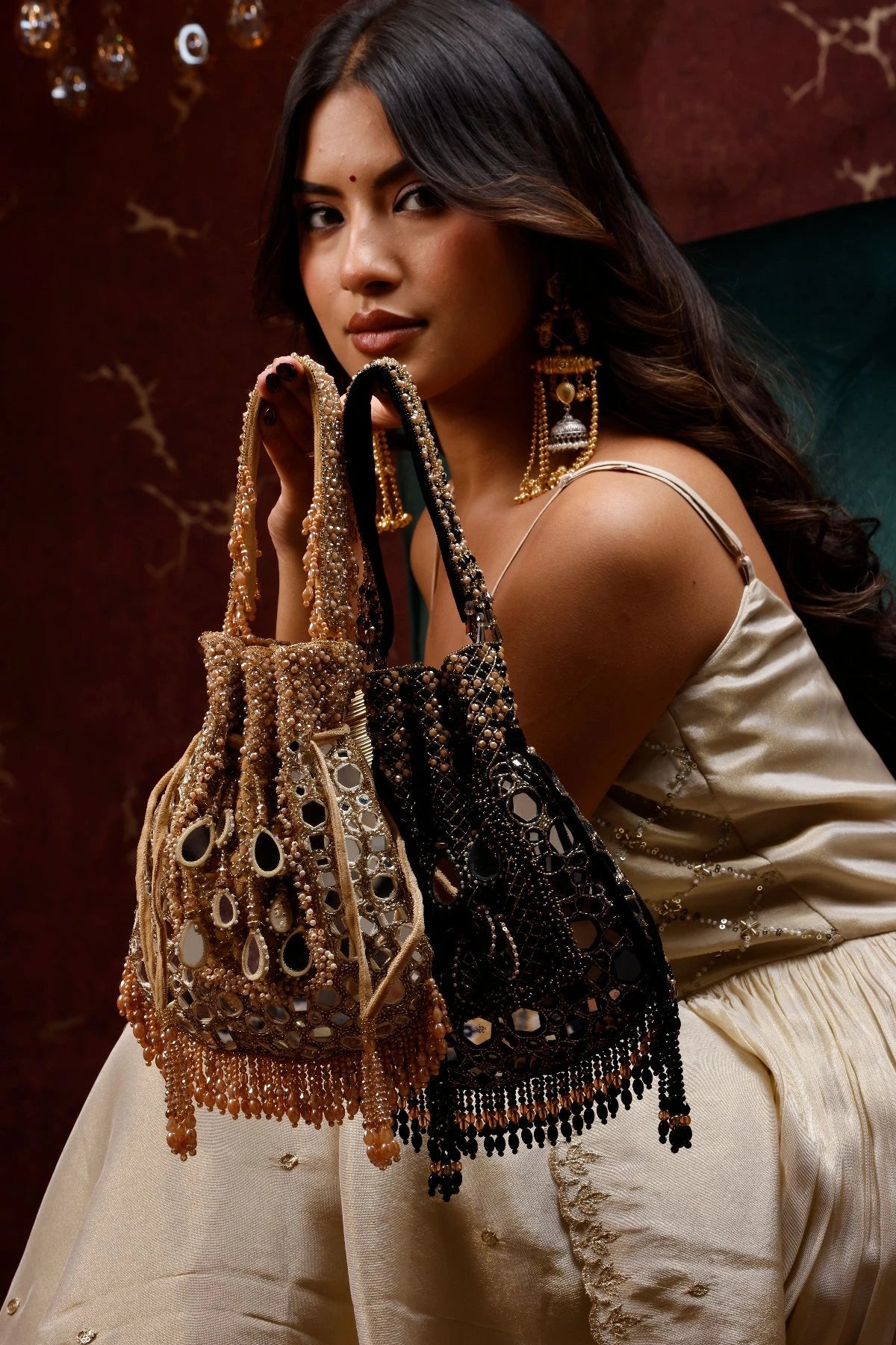 Luxury bridal potli handbag with elegant tassel detailing