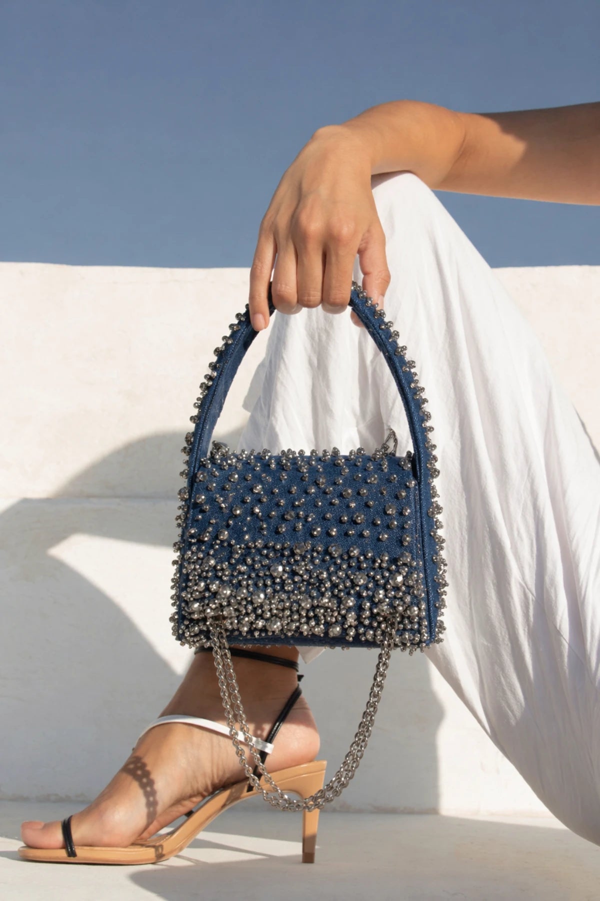Luxury denim bag for vacations and weekend getaways