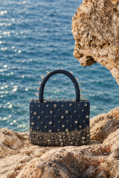 Luxury denim shoulder bag for women