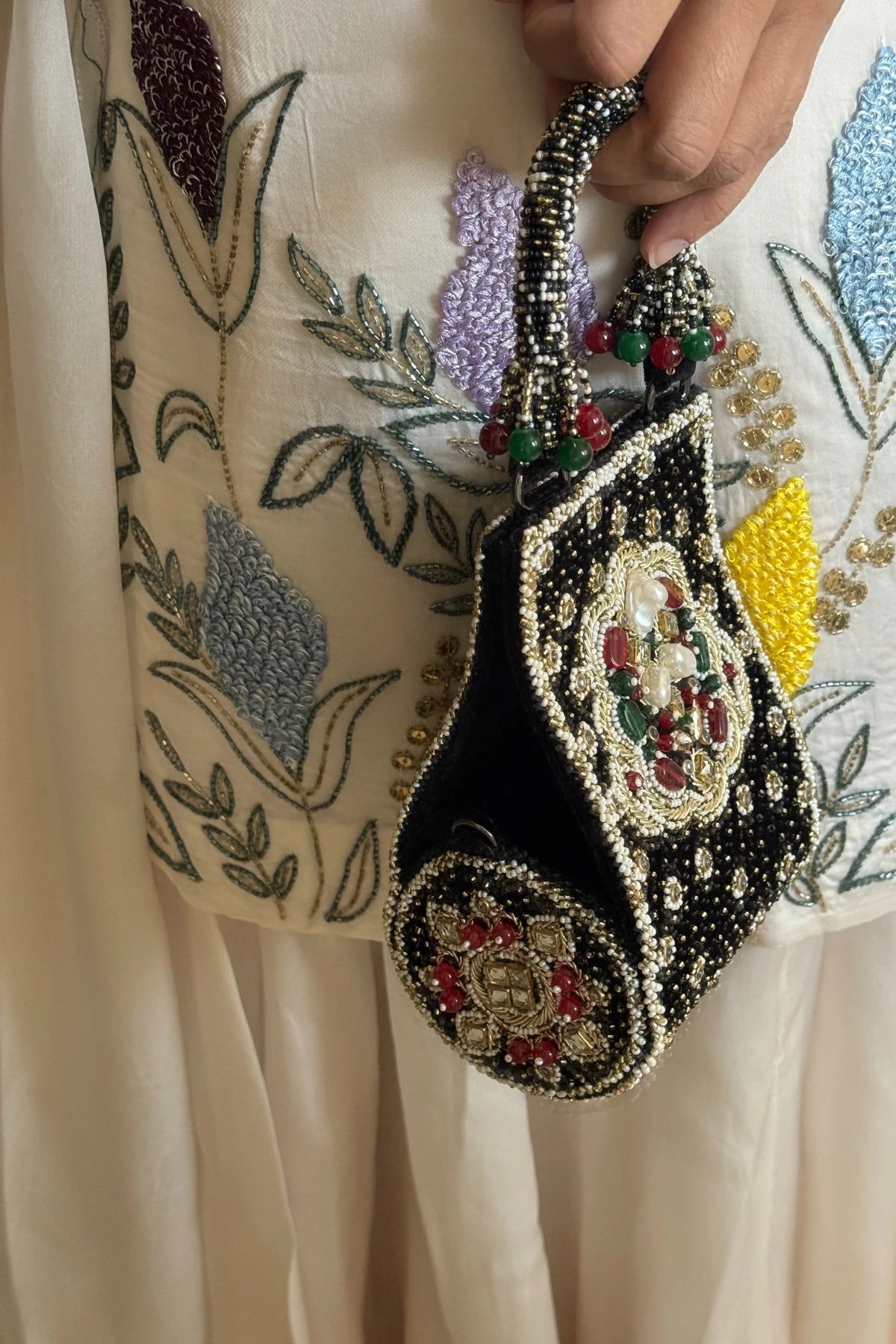 Luxury festival clutch bag with handcrafted beadwork