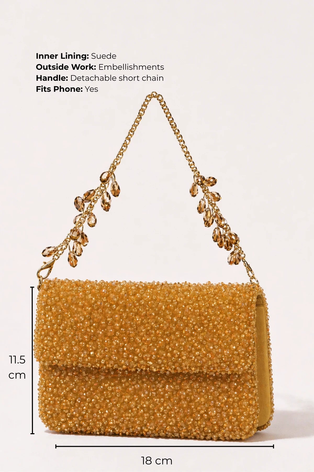Luxury golden shoulder bag for wedding receptions and celebrations