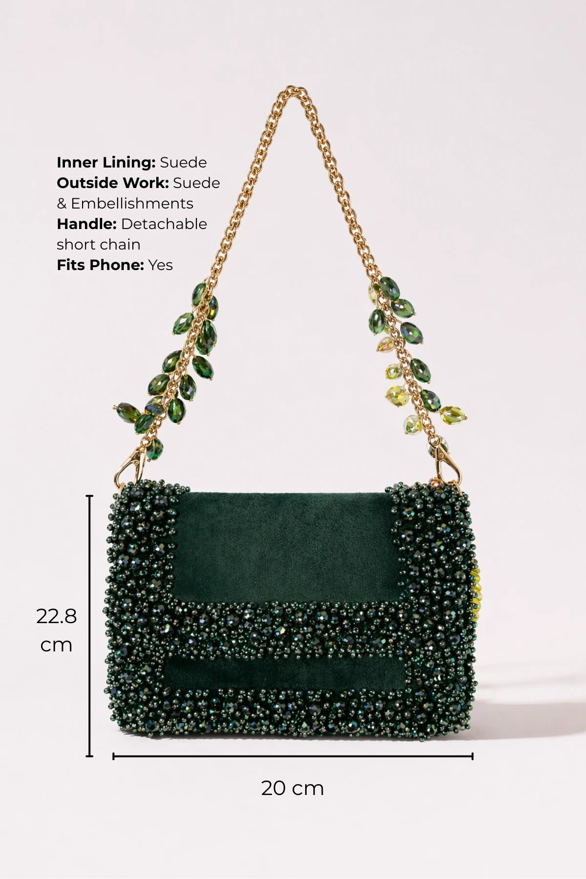 Luxury green party bag for women