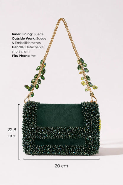 Luxury green party bag for women