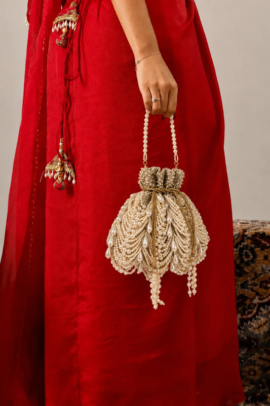 Pearl potli bag for weddings and festive celebrations